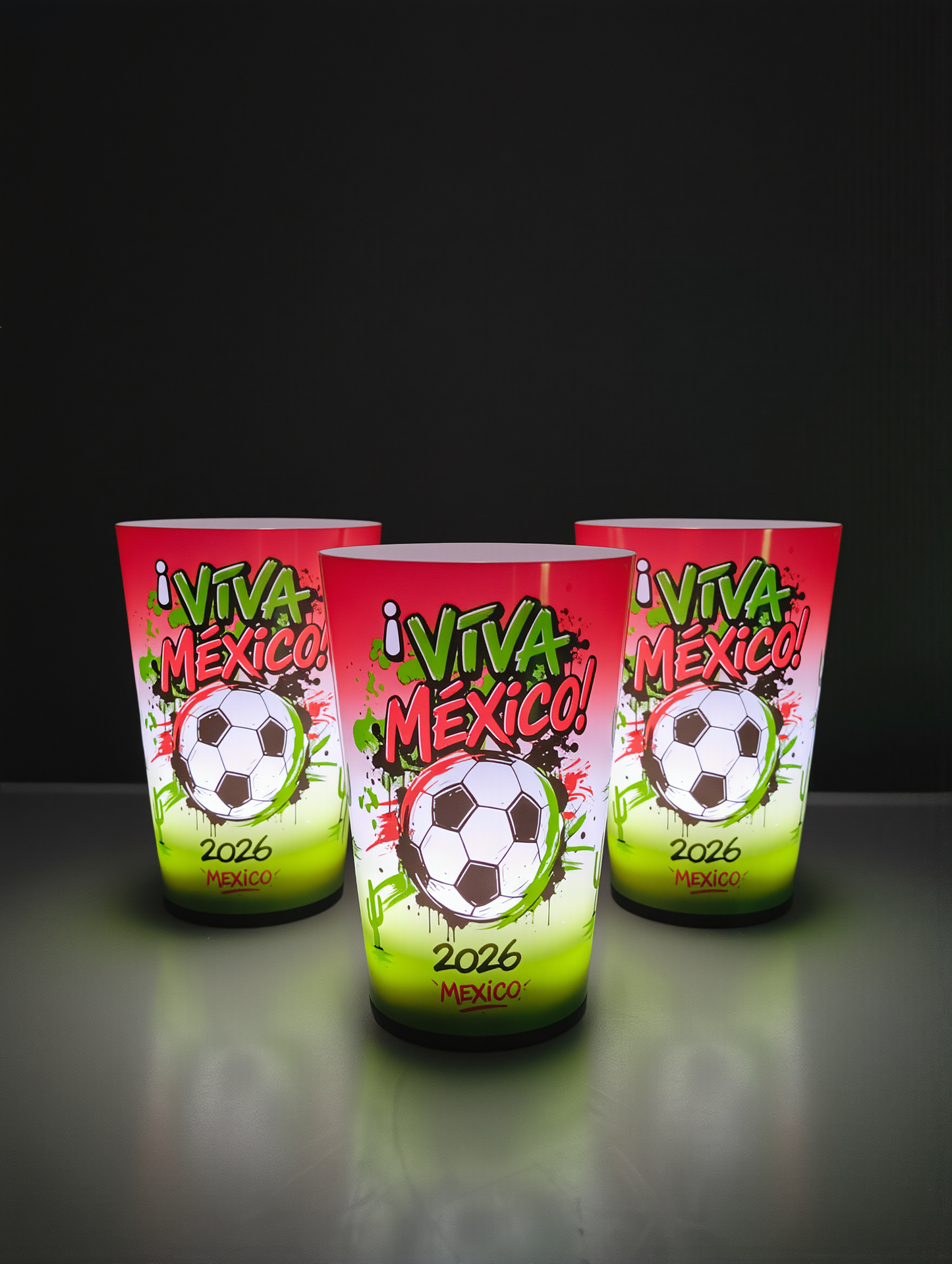 Vaso LED "¡Viva México!" 2026 — Set de 3